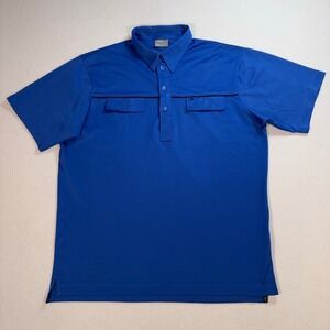 J.Lindeberg Polo Men's L Blue Flap Pocket Logo Fieldsensor Golf Peformance Shirt